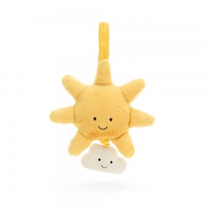 Peluche Bébé Jellycat Amuseables Sun Musical Pull,20cm x 20cm x 5cm Jaune | 65910-LQSV