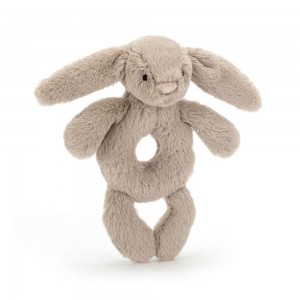 Peluche Bébé Jellycat Bashful Bunny Ring Rattle,18cm x 8cm x 2cm Beige | 42510-ASPN