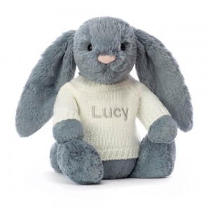 Peluche Bébé Jellycat Bashful Dusky Bunny with Cream,31cm x 12cm x 9cm Bleu | 87543-JFIU