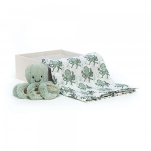 Peluche Bébé Jellycat Odyssey Octopus Gift Set,18cm x 18cm x 8cm Vert | 27198-MRUC