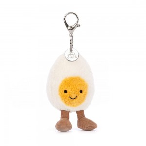 Peluche Breloque De Sac Jellycat Amuseables Happy Boiled Egg,18cm x 7cm x 3cm Blanche | 89724-FBOX