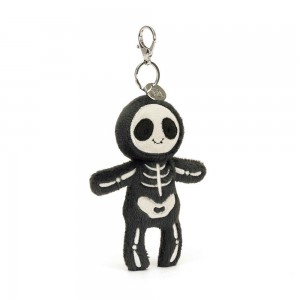 Peluche Breloque De Sac Jellycat Skeleton Bob,20cm x 11cm x 2cm Noir | 46857-USWR