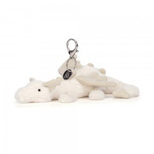 Peluche Breloque De Sac Jellycat Snow Dragon,12cm x 8cm x 22cm Blanche | 64730-AMJP