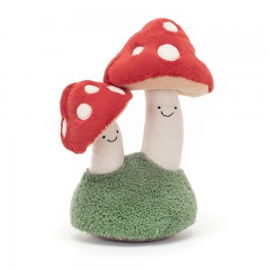 Plantes Jellycat Peluche Amuseables Pair of Toadstools,25cm x 13cm x 11cm Rouge | 94731-VPFN