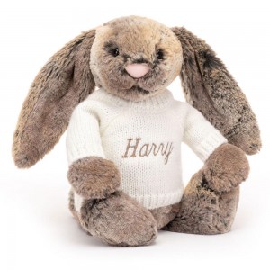 Pulls Jellycat Bashful Cottontail Bunny with Cream,31cm x 12cm x 9cm Marron | 32190-FCVM