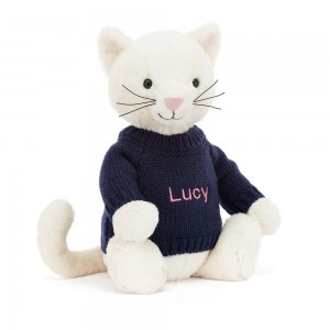 Pulls Jellycat Bashful Cream Kitten,31cm x 12cm x 9cm Blanche | 41935-UQRC