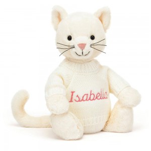 Pulls Jellycat Bashful Cream Kitten with Cream,31cm x 12cm x 9cm Blanche | 05941-EXBR