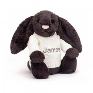 Pulls Jellycat Bashful Inky Bunny with Cream,31cm x 12cm x 9cm Noir | 54038-VPRN