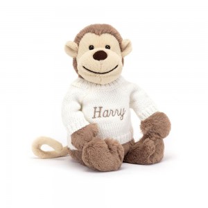 Pulls Jellycat Bashful Monkey with Cream,31cm x 12cm x 9cm Marron | 92058-OFNU