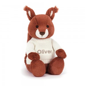 Pulls Jellycat Bashful Squirrel with Cream,31cm x 12cm x 9cm Rouge | 46719-LBNX