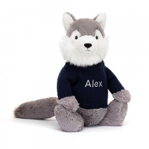 Pulls Jellycat Bashful Wolf,31cm x 12cm x 9cm Grise | 62817-QRLH