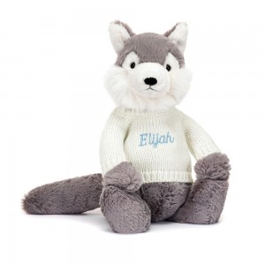 Pulls Jellycat Bashful Wolf with Cream,31cm x 12cm x 9cm Grise | 40967-KBWJ