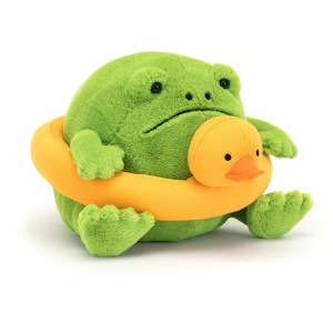 Reptiles Jellycat Peluche Ricky Rain Frog Rubber Ring,15cm x 17cm x 18cm Vert | 78046-LCOG