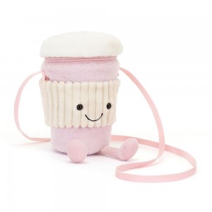 Sacs Jellycat Amuseables Coffee-To-Go Pink,20cm x 9cm x 9cm Rose | 80417-FACW
