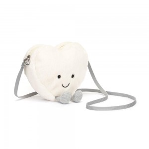 Sacs Jellycat Amuseables Cream Heart,17cm x 18cm x 5cm Blanche | 12736-TFAZ