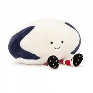 Sports Jellycat Peluche Amuseables Sports Rugby Ball,18cm x 29cm x 13cm Blanche | 05618-CQIP