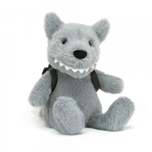 Woodland Jellycat Peluche Backpack Wolf,22cm x 9cm x 8cm Grise | 69054-DWOA