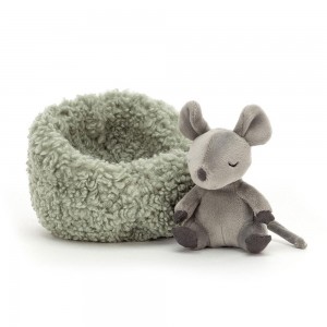 Woodland Jellycat Peluche Hibernating Mouse,9cm x 13cm x 13cm Grise | 41862-DFUR