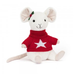 Woodland Jellycat Peluche Merry Mouse,18cm x 9cm x 7cm Blanche | 63527-FAGN