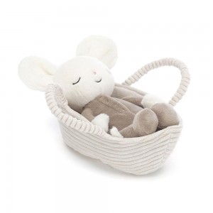 Woodland Jellycat Peluche Rock-a-Bye Mouse,12cm x 9cm x 20cm Blanche | 20856-QUXE