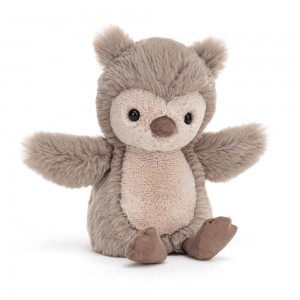 Woodland Jellycat Peluche Willow Owl,20cm x 9cm x 7cm Grise | 12364-ONGB