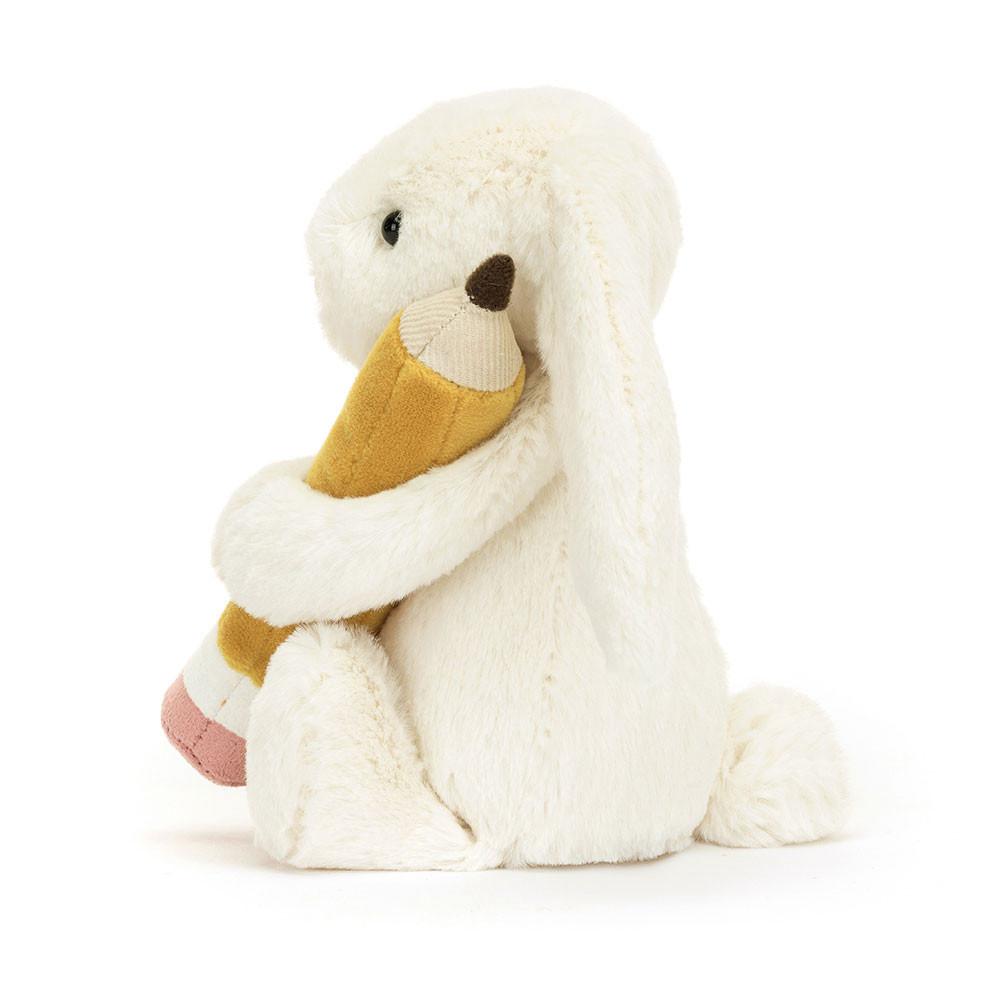 Cadeaux Pour Bébé Jellycat Peluche Bashful Bunny with Pencil,18cm x 9cm x 8cm Blanche | 10589-WTON