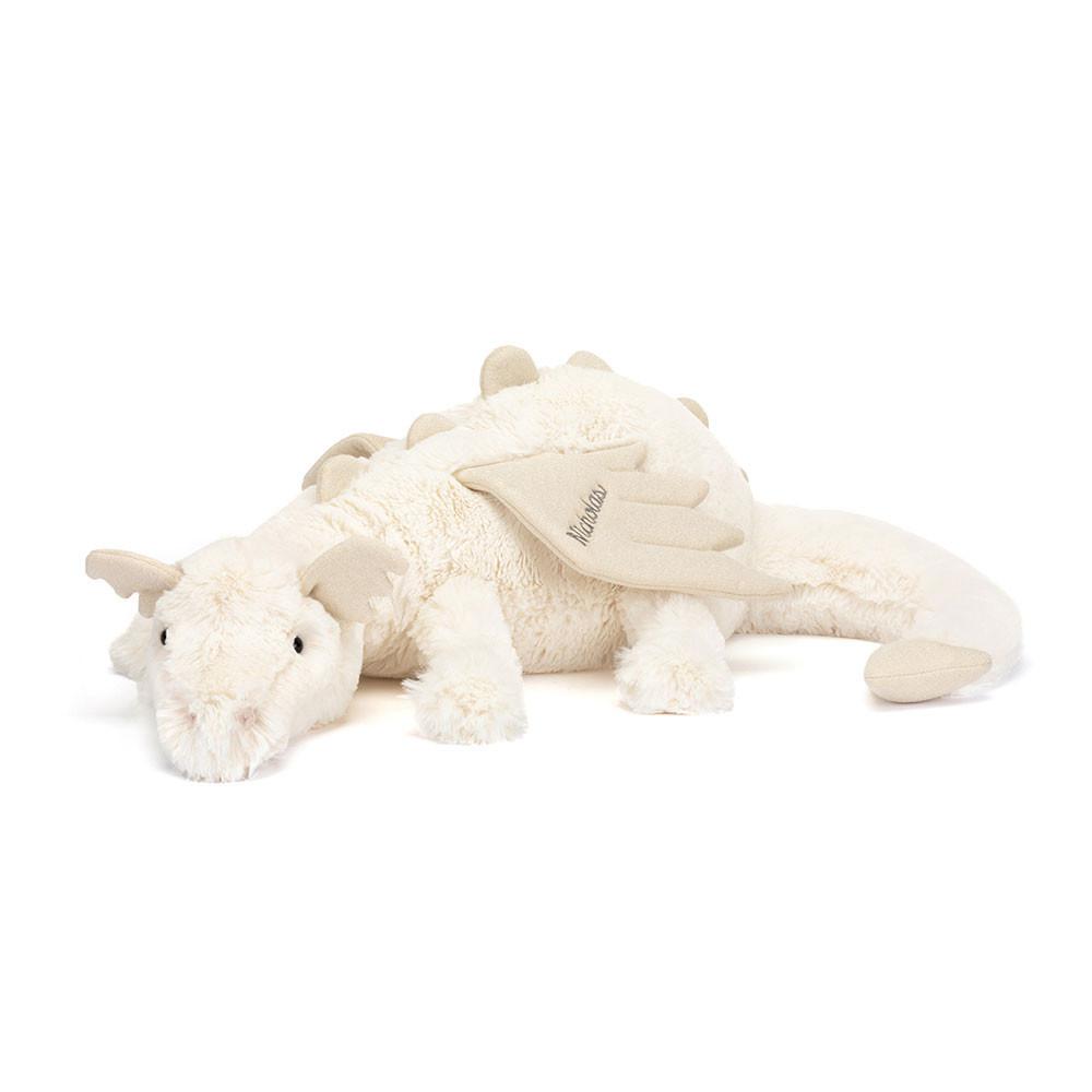 Grand Jellycat Peluche Snow Dragon Huge,19cm x 20cm x 66cm Blanche | 21978-OZIH