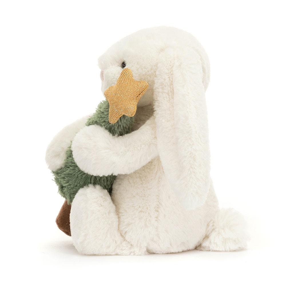 Lapin Jellycat Peluche Bashful Bunny with Christmas Tree,7.1in x 3.5in x 3.1in Blanche | 13972-FVAZ