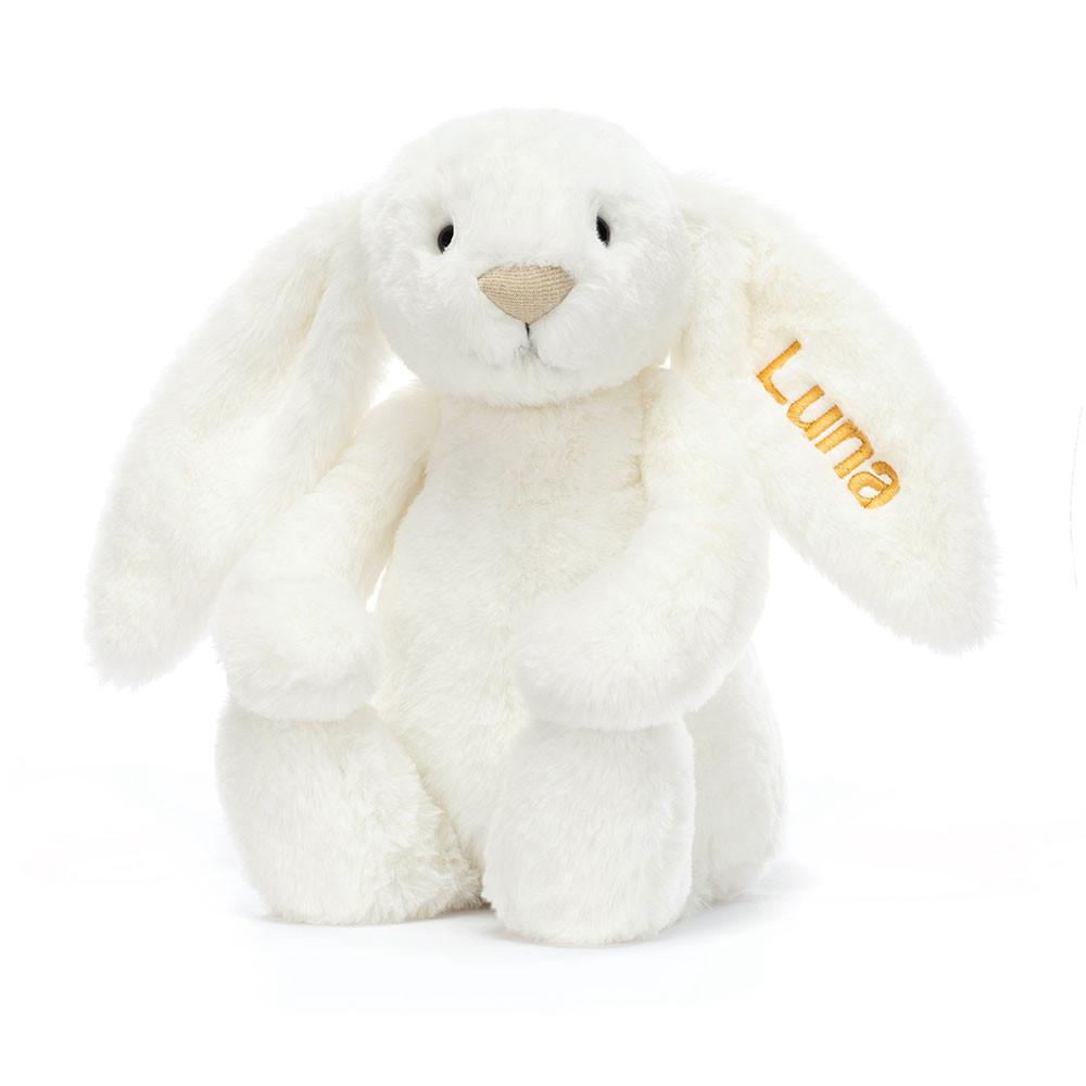 Lapin Jellycat Peluche Bashful Luxe Bunny Luna Medium31cm x 12cm x 9cm Blanche | 95140-OBFX
