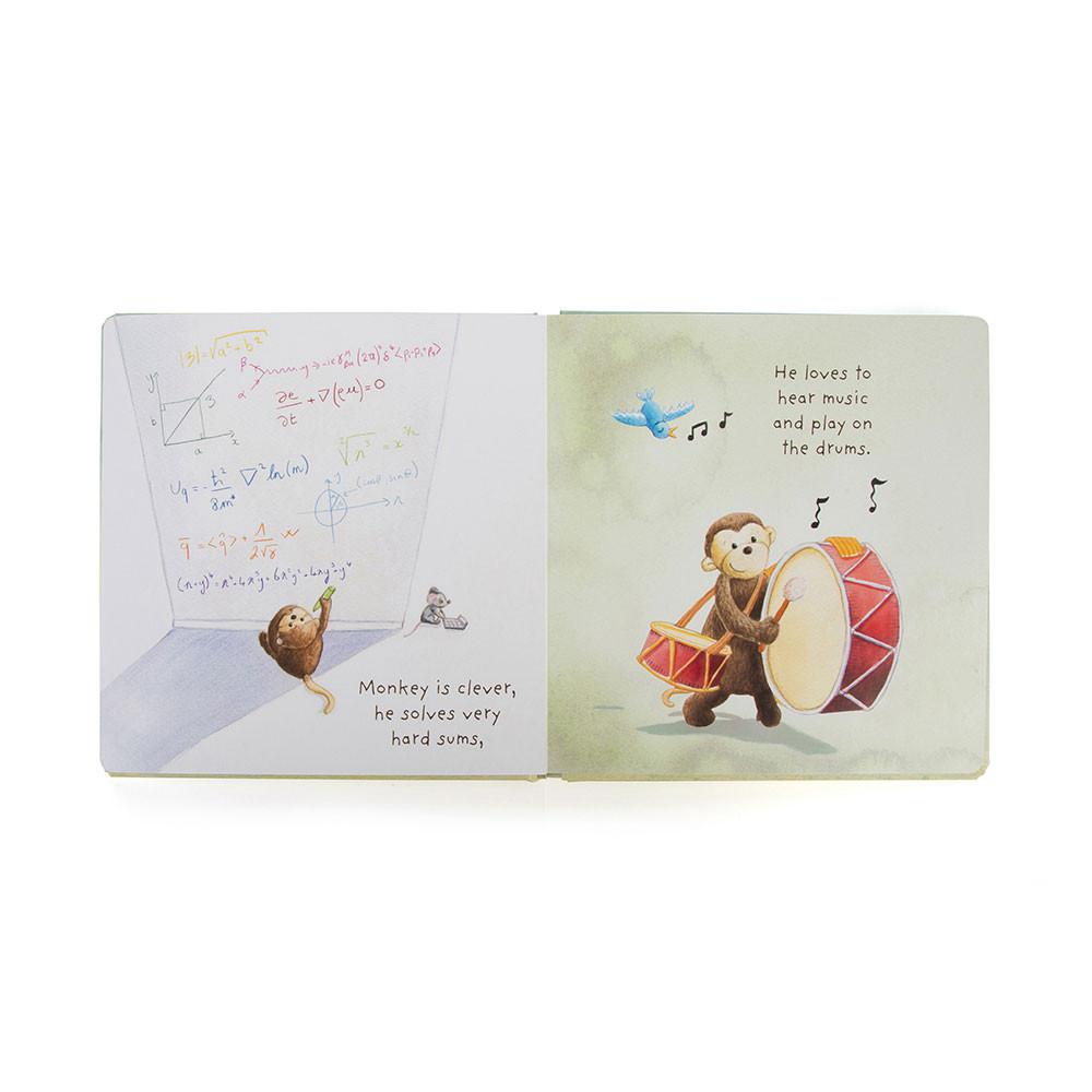 Livres Jellycat I Know A Monkey,23cm x 23cm x 2cm Vert | 05214-FWGD