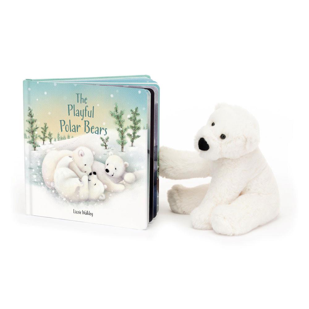 Livres Jellycat The Playful Polar Bears and Perry Polar Bear Small, Blanche | 41983-CIZT