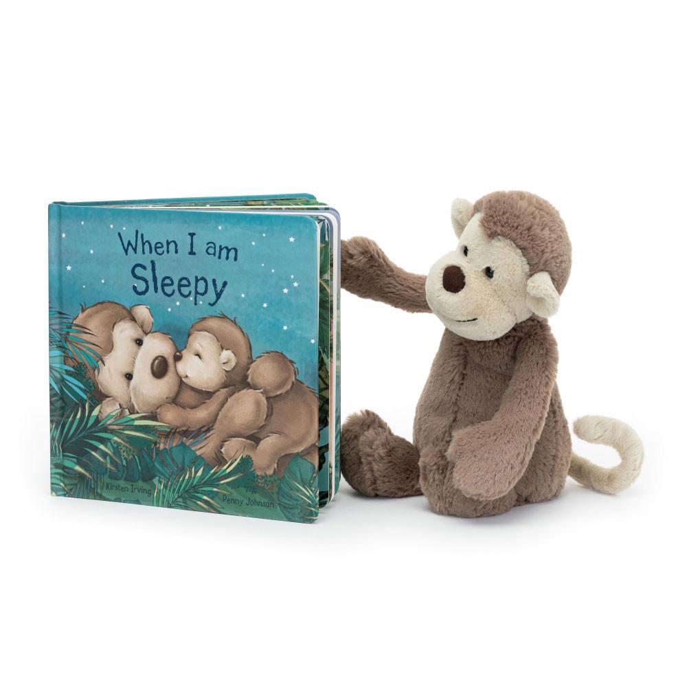 Livres Jellycat When I Am Sleepy and Bashful Monkey Medium Marron | 61947-ZJUY