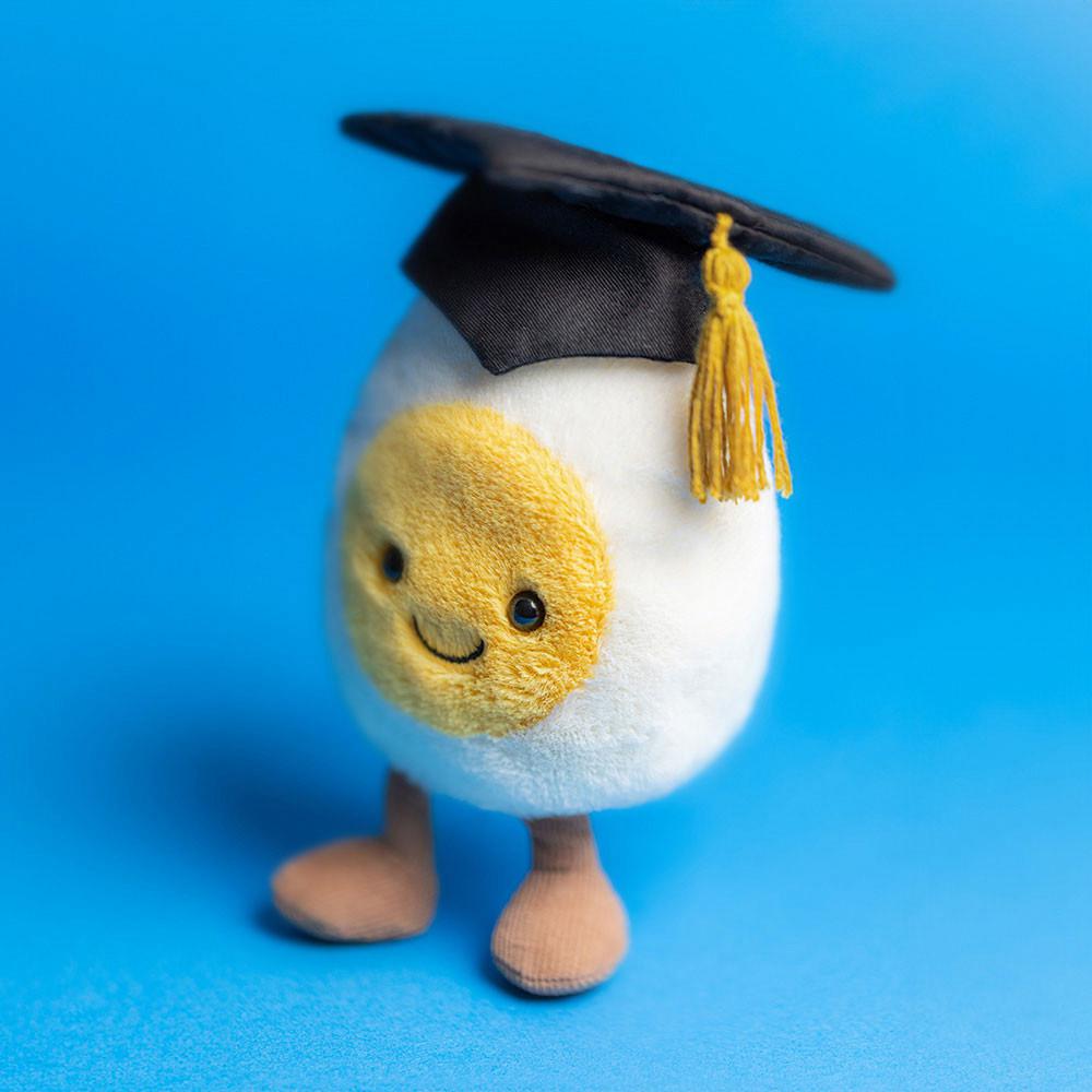 Nourriture Jellycat Peluche Amuseables Boiled Egg Graduation,14cm x 9cm x 4cm Blanche | 61804-CVOU
