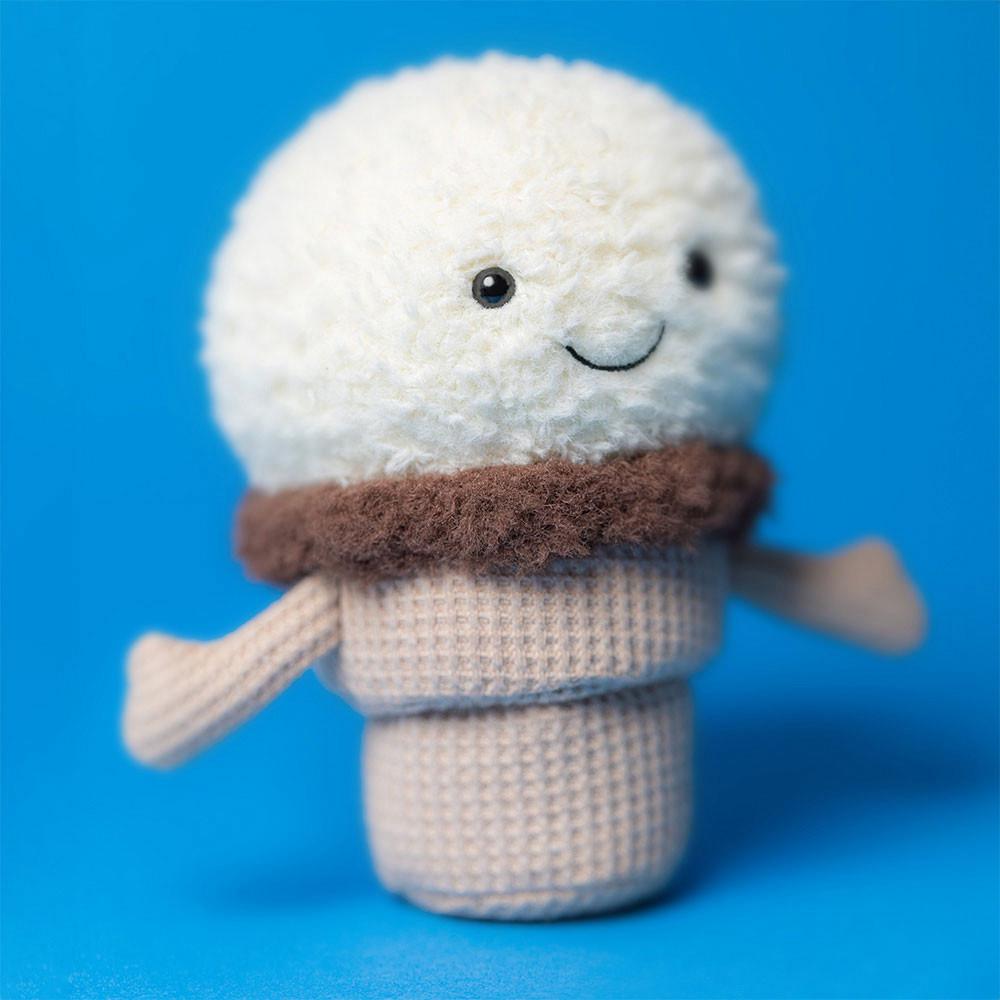 Nourriture Jellycat Peluche Amuseables Ice Cream Cone,14cm x 9cm x 5cm Blanche | 50324-BOYR