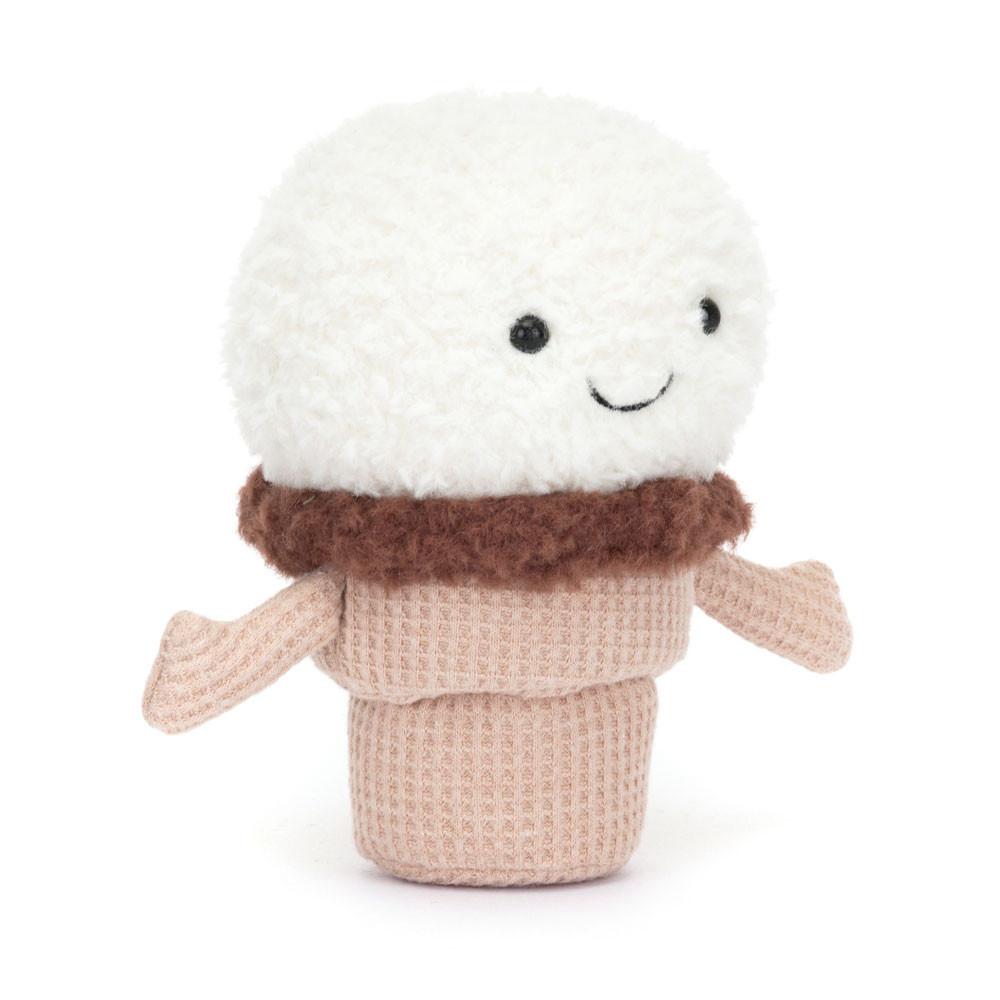 Nourriture Jellycat Peluche Amuseables Ice Cream Cone,14cm x 9cm x 5cm Blanche | 50324-BOYR