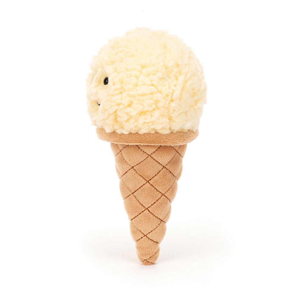 Nourriture Jellycat Peluche Irresistible Ice Cream Vanilla,17cm x 8cm x 7cm Blanche | 02543-PSLA