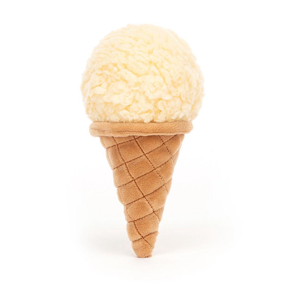 Nourriture Jellycat Peluche Irresistible Ice Cream Vanilla,17cm x 8cm x 7cm Blanche | 02543-PSLA