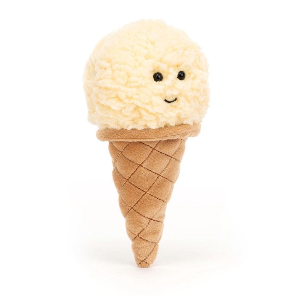 Nourriture Jellycat Peluche Irresistible Ice Cream Vanilla,17cm x 8cm x 7cm Blanche | 02543-PSLA