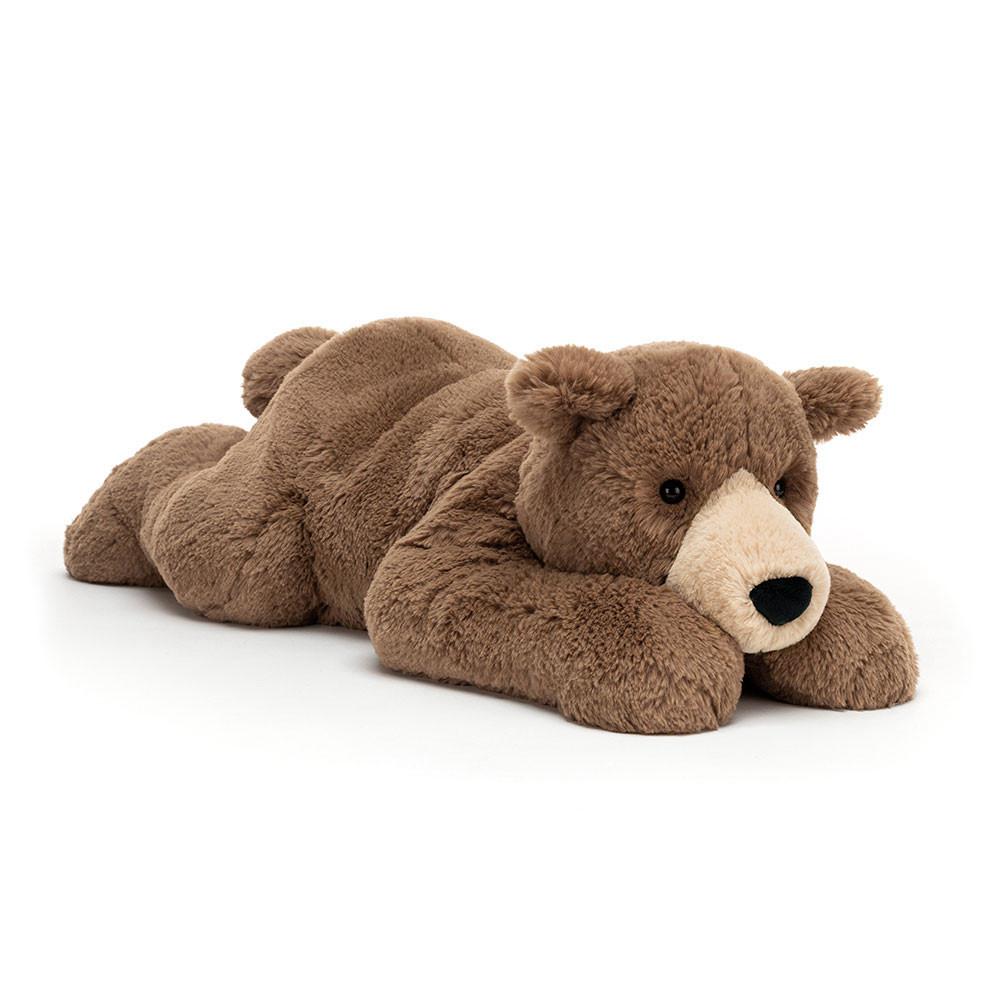 Ours Jellycat Peluche Woody Lying,18cm x 19cm x 47cm Marron | 52047-AQGN