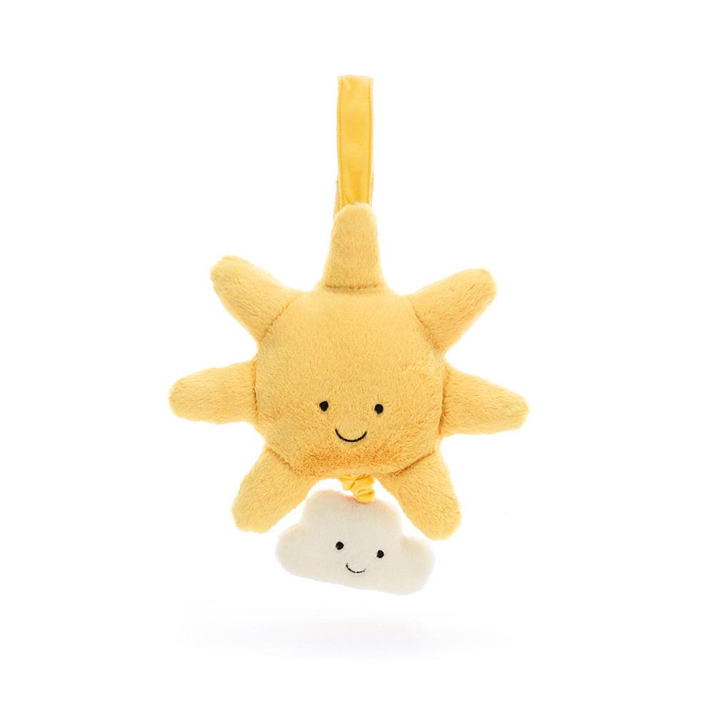 Peluche Bébé Jellycat Amuseables Sun Musical Pull,20cm x 20cm x 5cm Jaune | 65910-LQSV