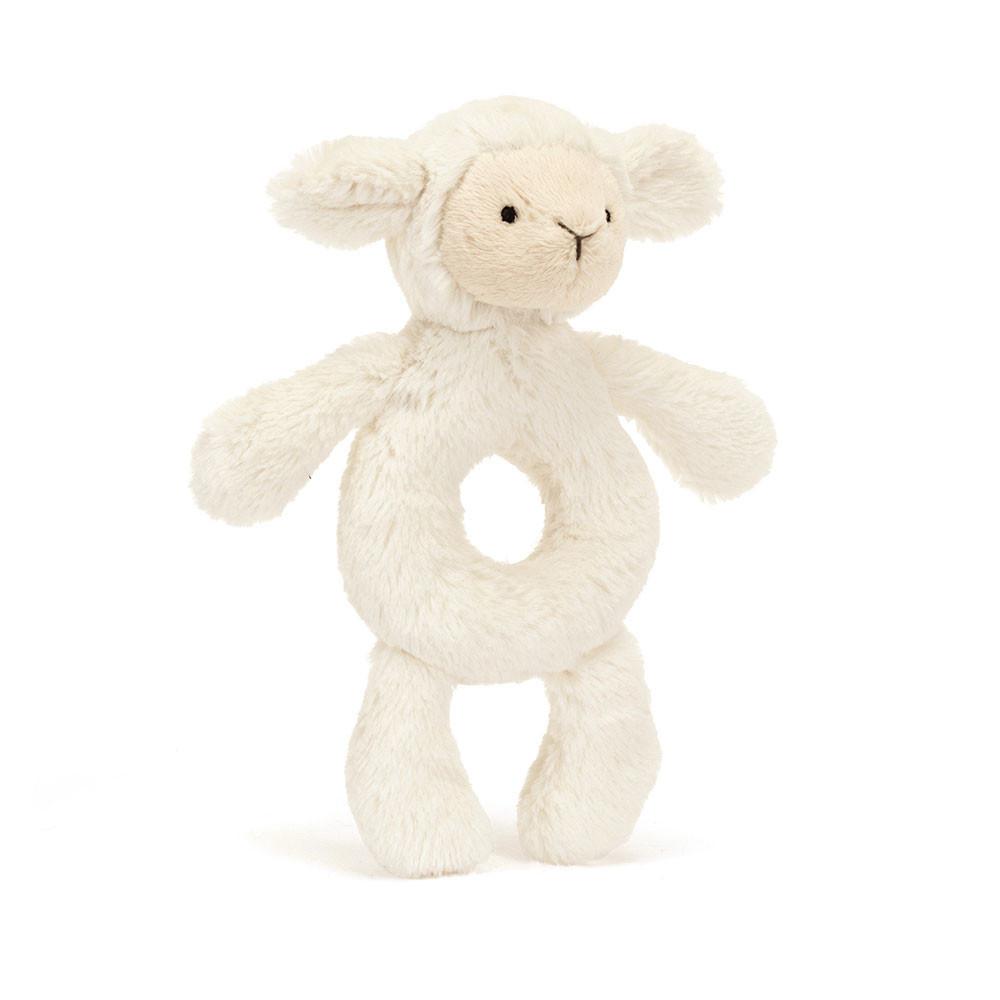 Peluche Bébé Jellycat Bashful Lamb Ring Rattle,18cm x 8cm x 2cm Blanche | 72961-QENF