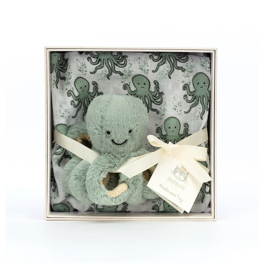 Peluche Bébé Jellycat Odyssey Octopus Gift Set,18cm x 18cm x 8cm Vert | 27198-MRUC
