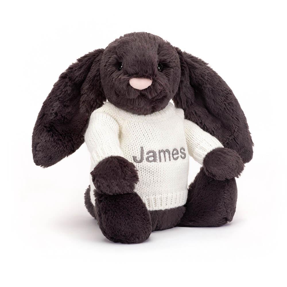 Pulls Jellycat Bashful Inky Bunny with Cream,31cm x 12cm x 9cm Noir | 54038-VPRN