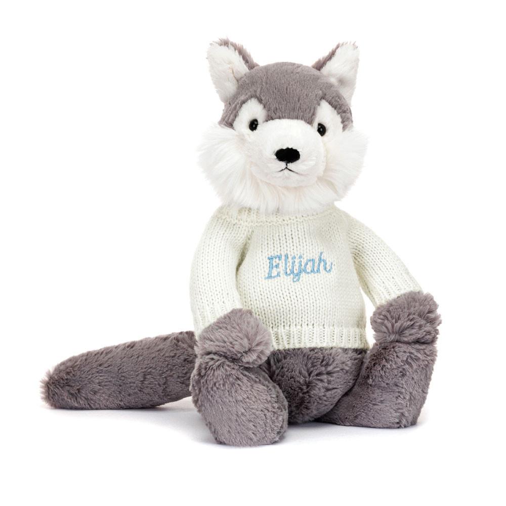 Pulls Jellycat Bashful Wolf with Cream,31cm x 12cm x 9cm Grise | 40967-KBWJ