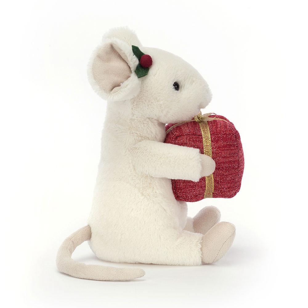 Woodland Jellycat Peluche Merry Mouse Present,18cm x 9cm x 7cm Blanche | 74238-MXCT