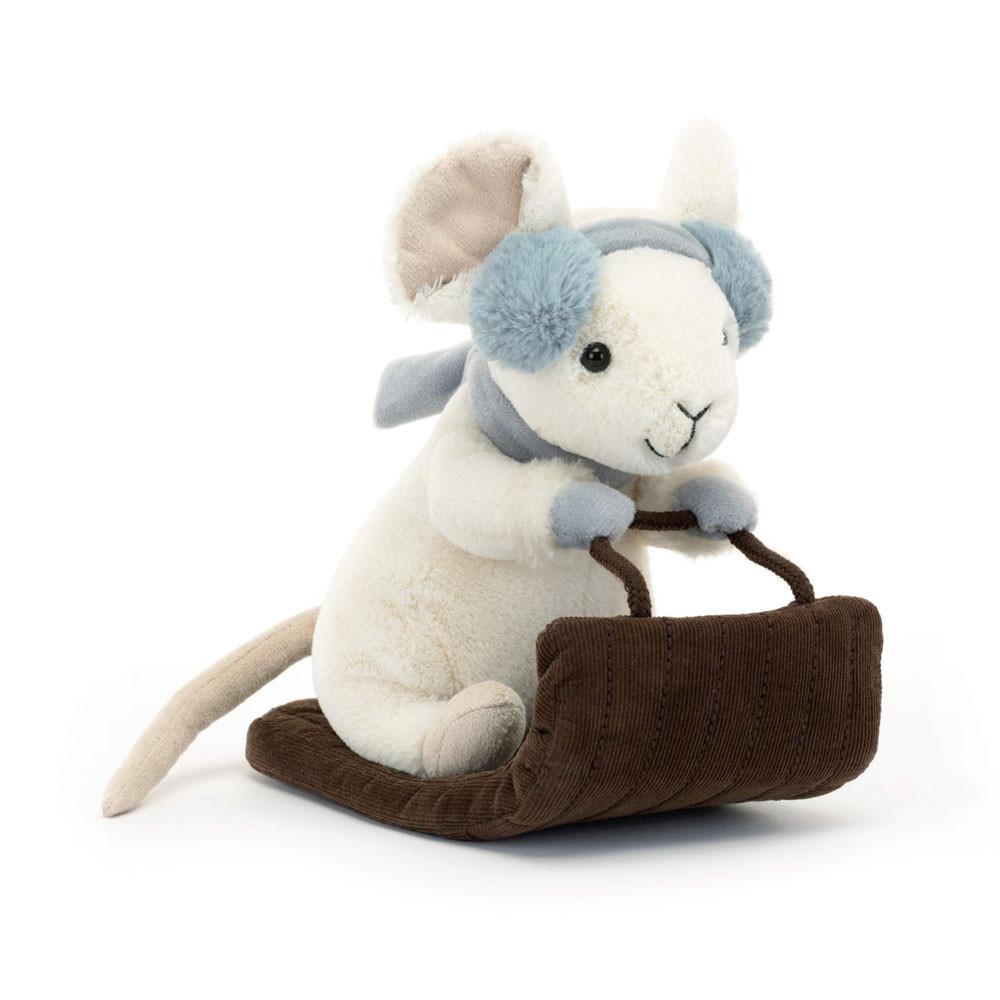 Woodland Jellycat Peluche Merry Mouse Sleighing,18cm x 11cm x 17cm Blanche | 80129-AYIS