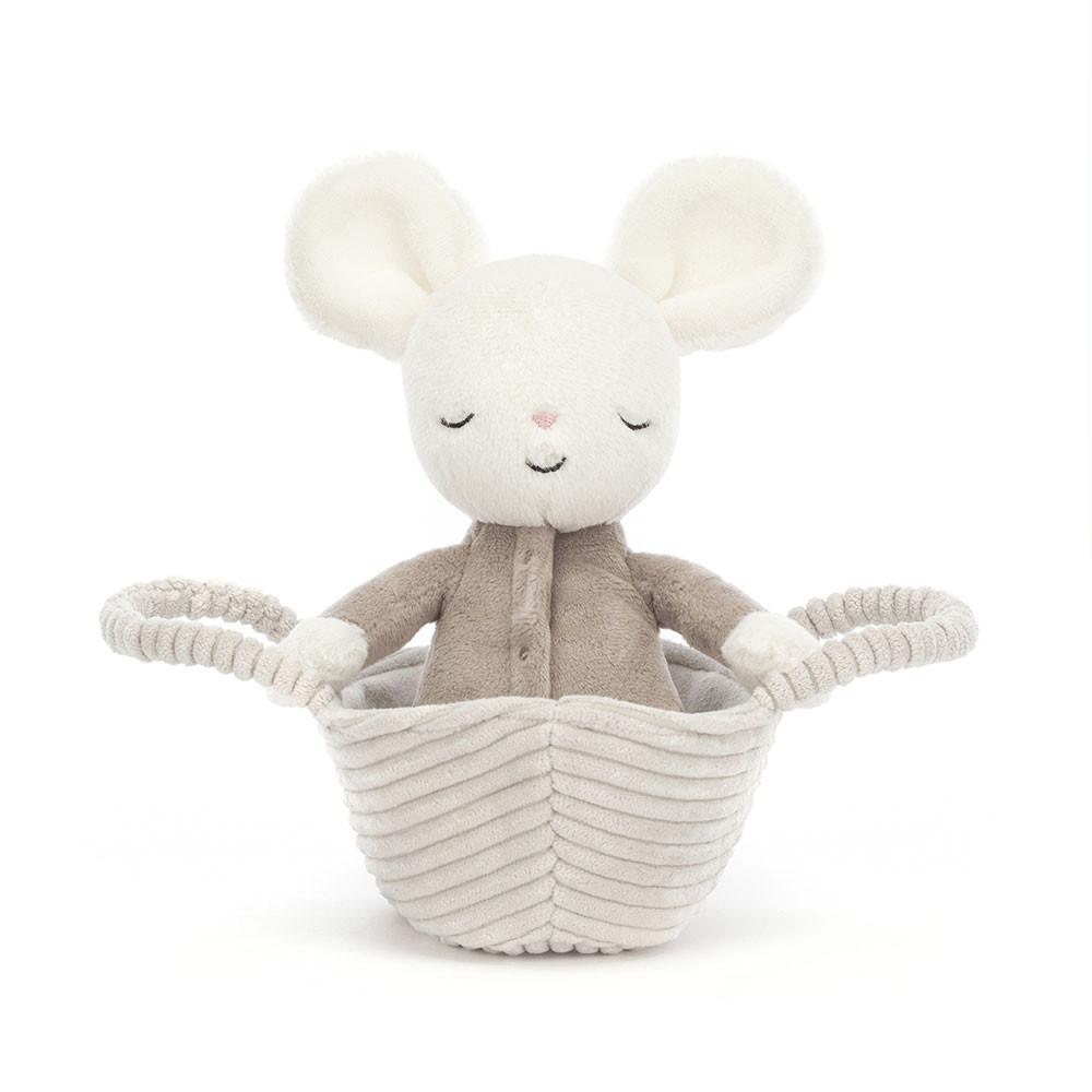 Woodland Jellycat Peluche Rock-a-Bye Mouse,12cm x 9cm x 20cm Blanche | 20856-QUXE